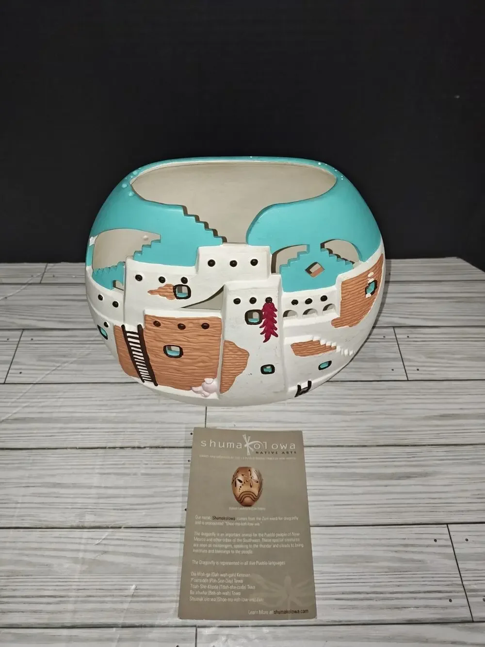 Vintage Ceramic Native American New Mexico Adobe House Cactus Pillow Vase Decor